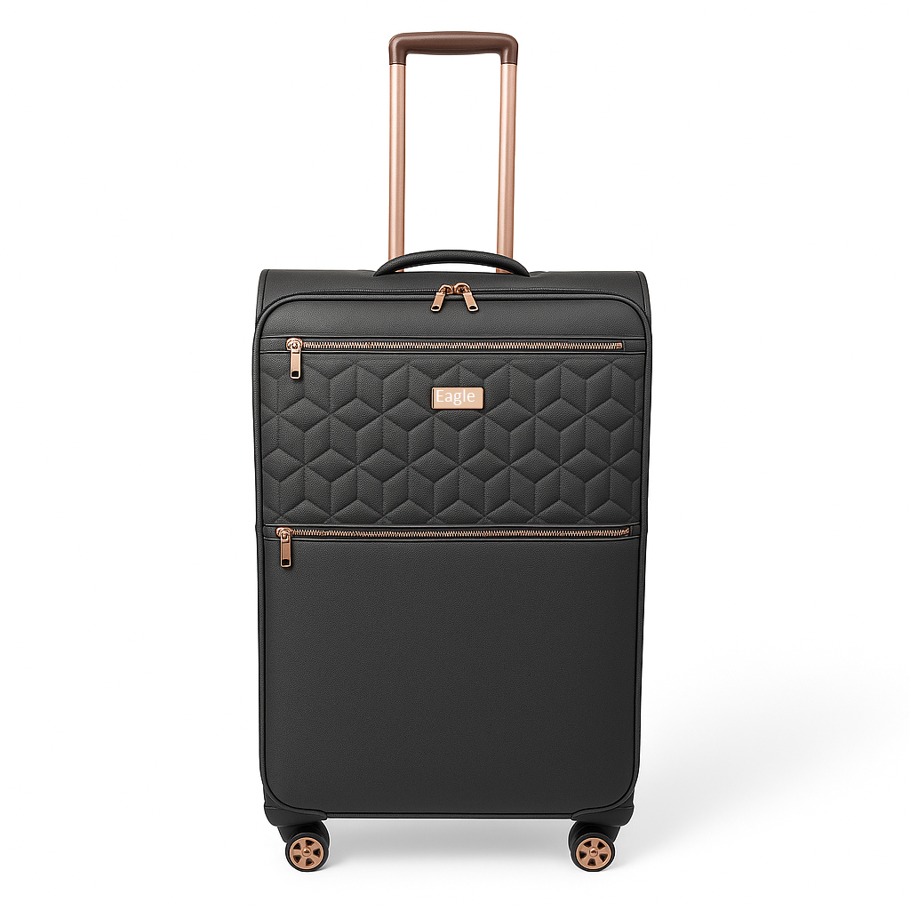 EAGLE Skyper Expandable Softshell Luggage – Super Light, 8-Wheel Spinner - Grey