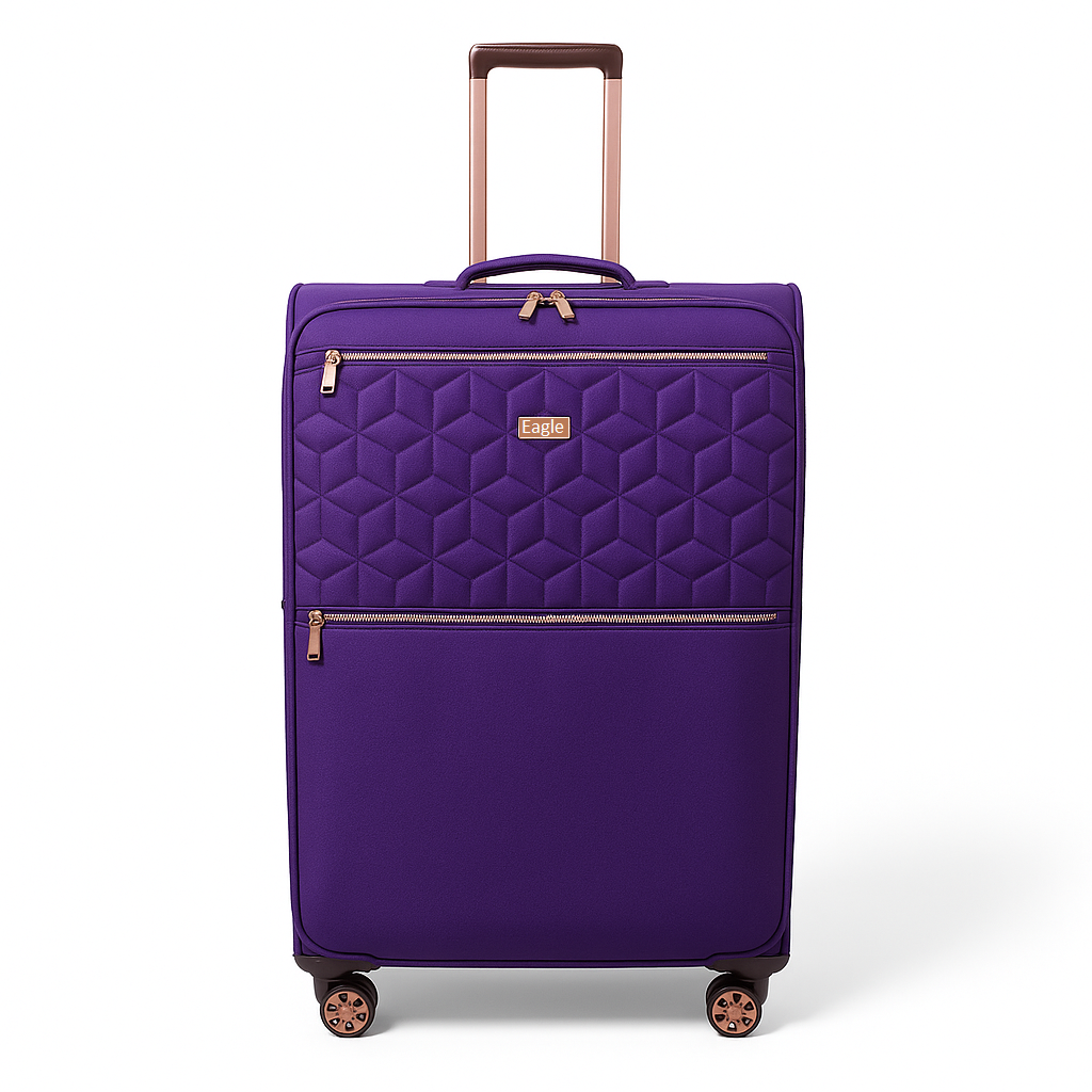 EAGLE Skyper Expandable Softshell Luggage – Super Light, 8-Wheel Spinner - Purple