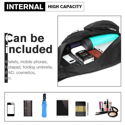LB1934 - Miss Lulu Casual Single Strap Sling Backpack - Black
