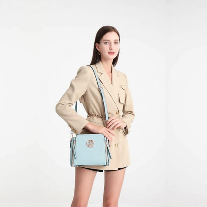 LB2126 - Miss Lulu Leather Look Practical Crossbody Bag - Blue