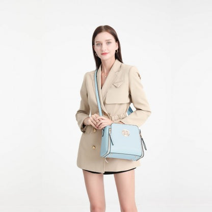 LB2126 - Miss Lulu Leather Look Practical Crossbody Bag - Blue