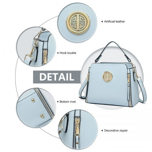 LB2126 - Miss Lulu Leather Look Practical Crossbody Bag - Blue