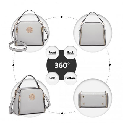 LB2126 - Miss Lulu Leather Look Practical Crossbody Bag - Grey