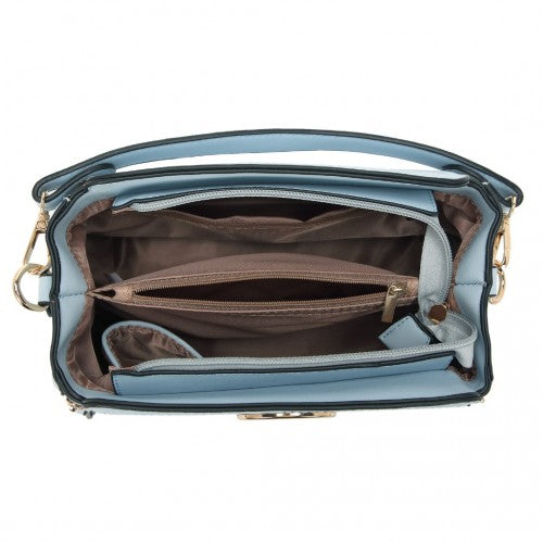 LB2126 - Miss Lulu Leather Look Practical Crossbody Bag - Blue
