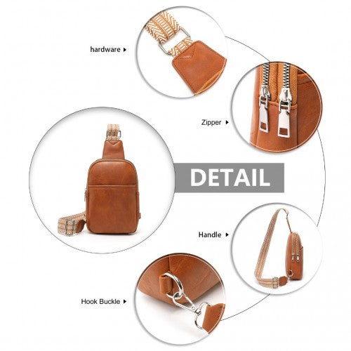 Miss Lulu LB2356 brown bag – detail view 7