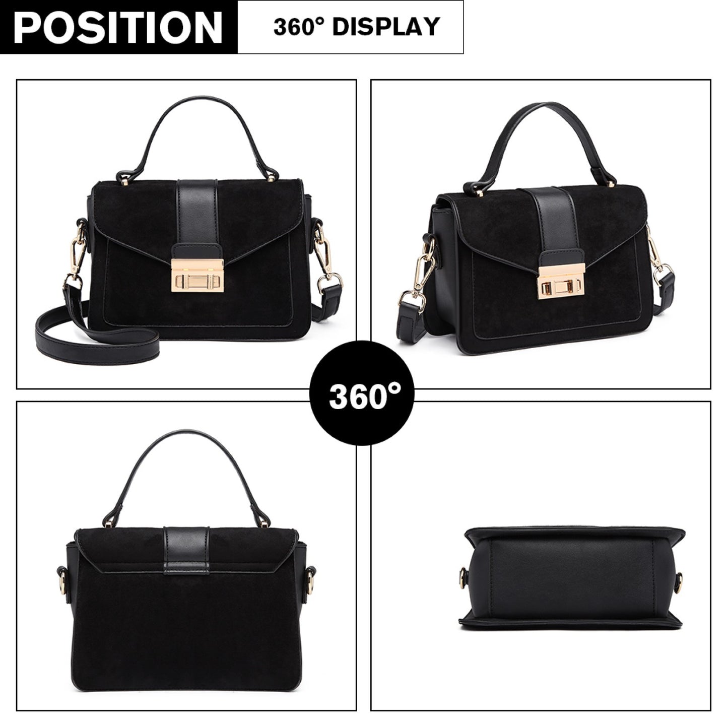 Miss Lulu LB6872 pink handbag – detail view 3