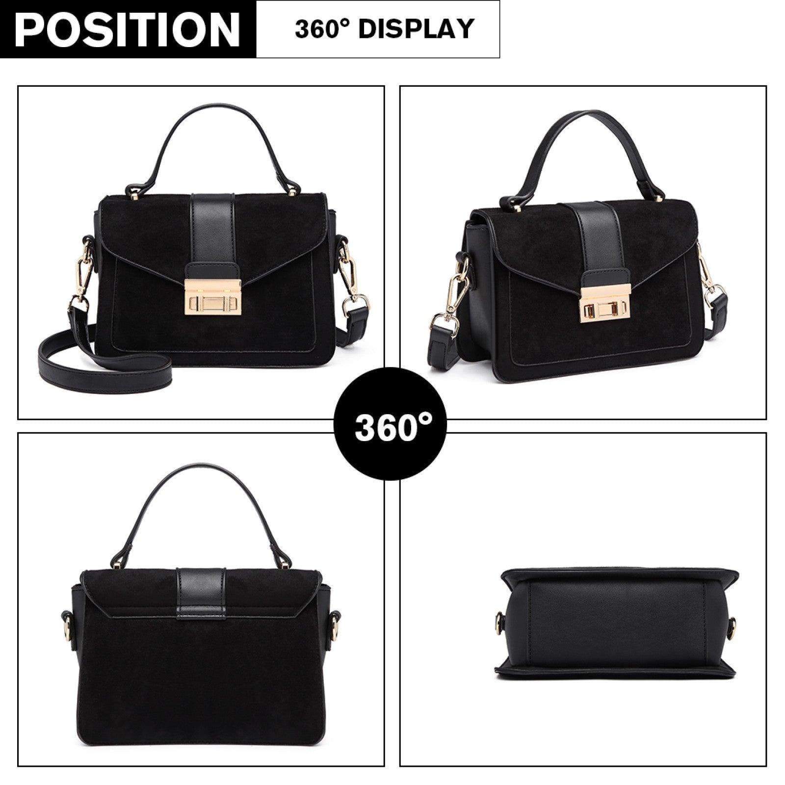 Miss Lulu LB6872 pink handbag – detail view 3