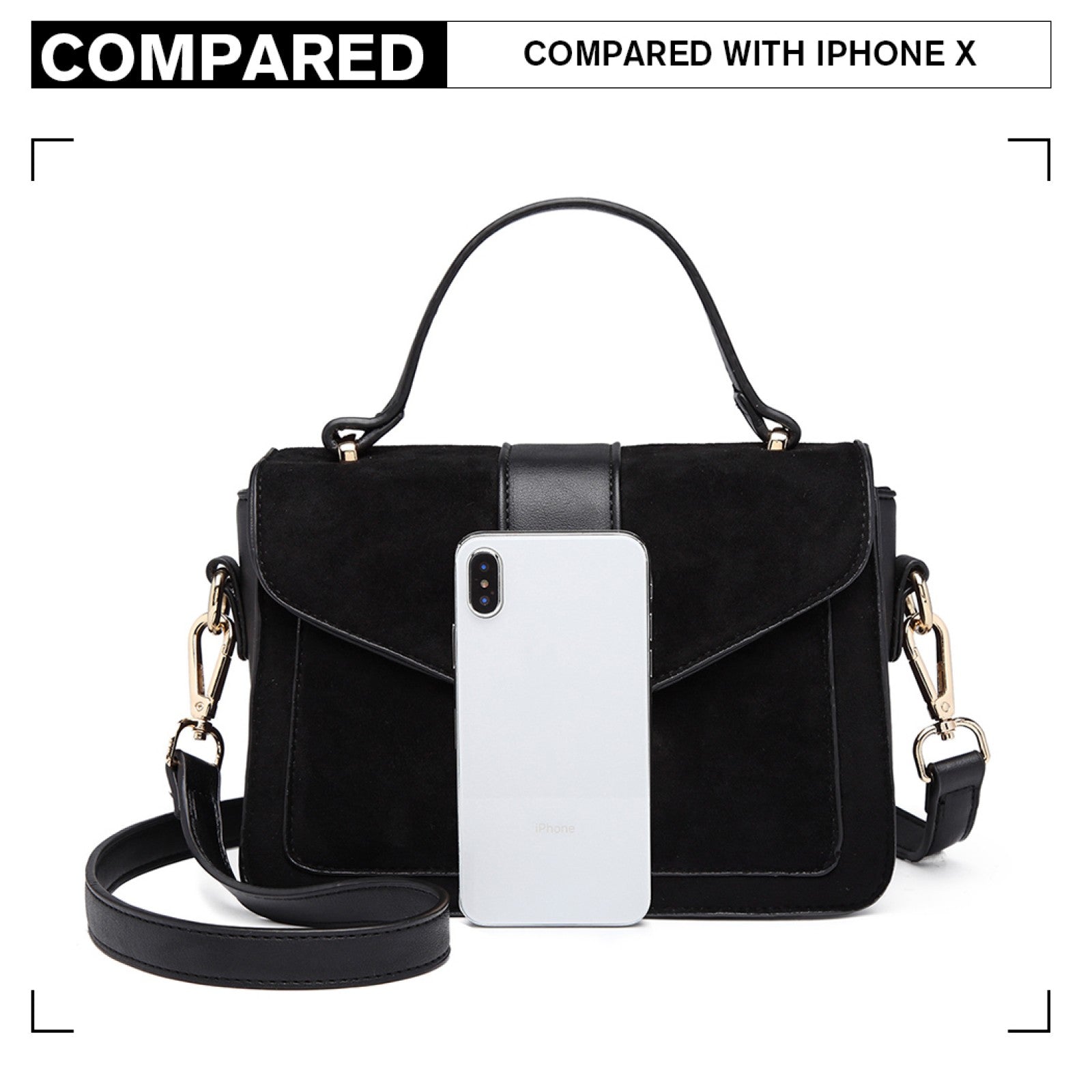 Miss Lulu LB6872 black handbag – detail view 4