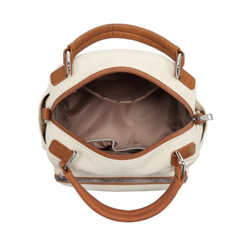 Miss Lulu LB6907 beige and brown shoulder bag – detail view 9