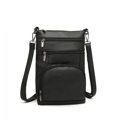 LB6927 - Miss Lulu Multi Pocket Leather Look RFID-Blocking Cross Body Bag