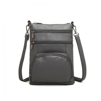 LB6927 - Miss Lulu Multi Pocket Leather Look RFID-Blocking Cross Body Bag