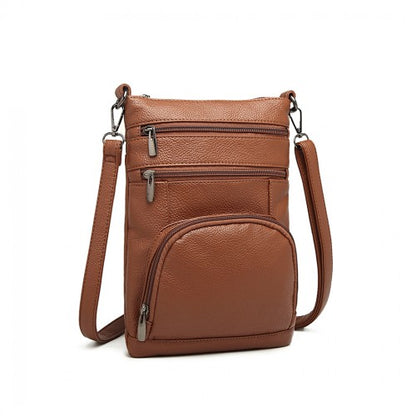 LB6927 - Miss Lulu Multi Pocket Leather Look RFID-Blocking Cross Body Bag