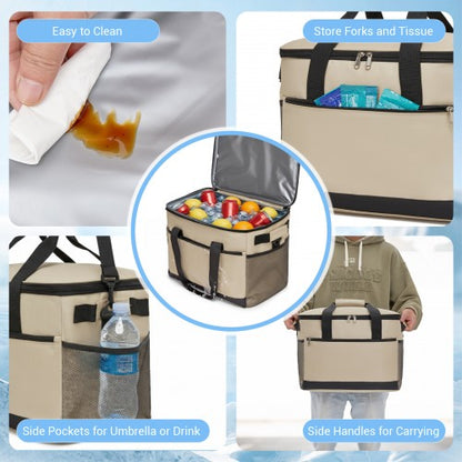 LBK2535L - Kono Large 30L Portable Lunch Bag with Enhanced Insulation–Compact & Convenient for Travel and Commuting - Khaki