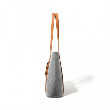 Miss Lulu LD2217 grey and brown tote bag – detail view 4