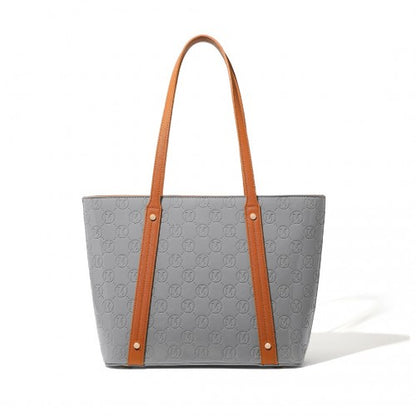 Miss Lulu LD2217 grey and brown tote bag – detail view 5