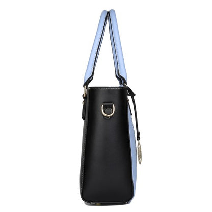 LG1641 - Miss Lulu Leather Look V-Shape Shoulder Handbag - Blue