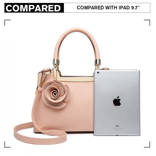 LG1847 - MISS LULU PU LEATHER ROSE HANGING ORNAMENT HANDBAG