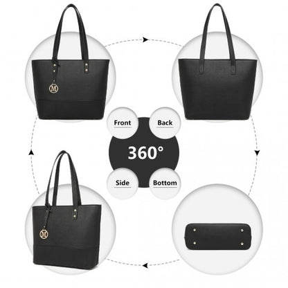 LG2023 - Miss Lulu Elegant 3-Piece Leather Look Tote Bag Set - Versatile & Chic for Every Occasion - Black