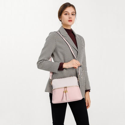 LG2023 - Miss Lulu Elegant 3-Piece Leather Look Tote Bag Set - Versatile & Chic for Every Occasion - Pink And Beige