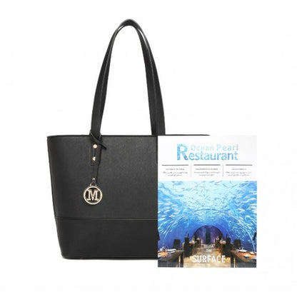 LG2023 - Miss Lulu Elegant 3-Piece Leather Look Tote Bag Set - Versatile & Chic for Every Occasion - Black