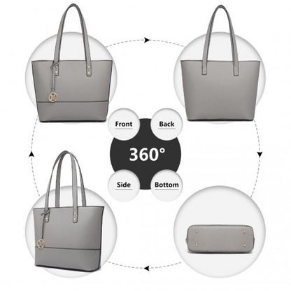 LG2023 - Miss Lulu Elegant 3-Piece Leather Look Tote Bag Set - Versatile & Chic for Every Occasion - Grey
