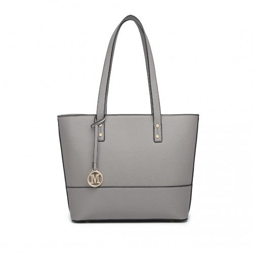 LG2023 - Miss Lulu Elegant 3-Piece Leather Look Tote Bag Set - Versatile & Chic for Every Occasion - Grey