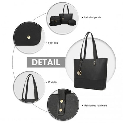 LG2023 - Miss Lulu Elegant 3-Piece Leather Look Tote Bag Set - Versatile & Chic for Every Occasion - Black