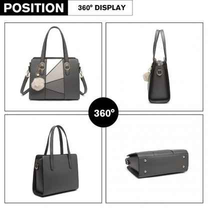 Miss Lulu LG2051 grey handbag – detail view 7