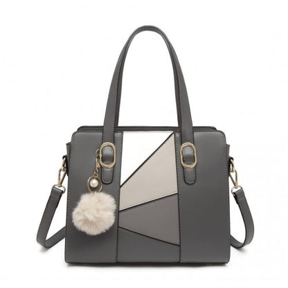 Miss Lulu LG2051 grey handbag – front view