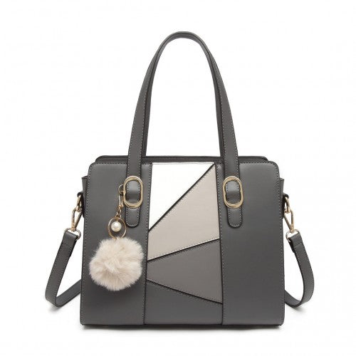Miss Lulu LG2051 grey handbag – front view
