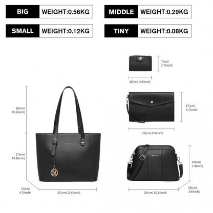 Miss Lulu LG2110 black handbag set – detail view 11