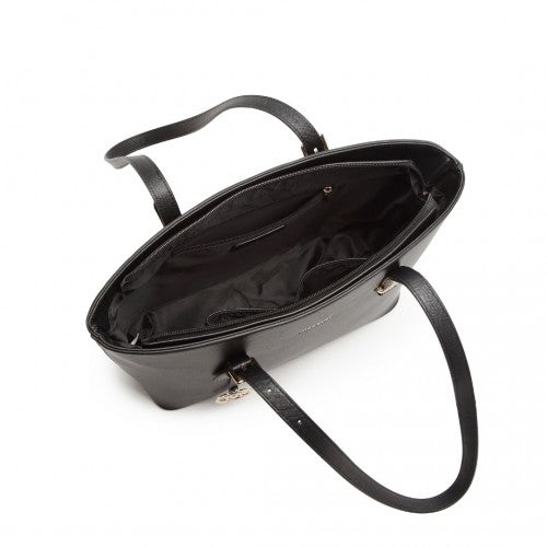 Miss Lulu LG2110 black handbag set – side view