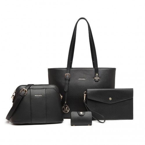 Miss Lulu LG2110 black handbag set – detail view 10
