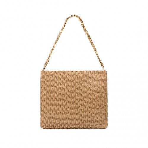 Easy Luggage LG2338 - Miss Lulu Sophisticated Embossed PU Leather Commuter Shoulder Bag With Chain Strap - Camel