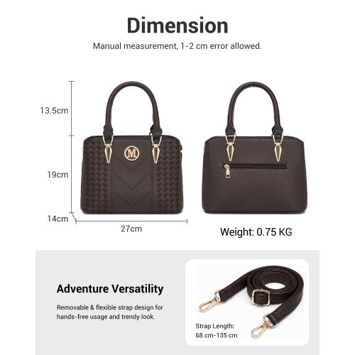 LG6865 - Miss Lulu Leather Look Weave Effect Shoulder Bag