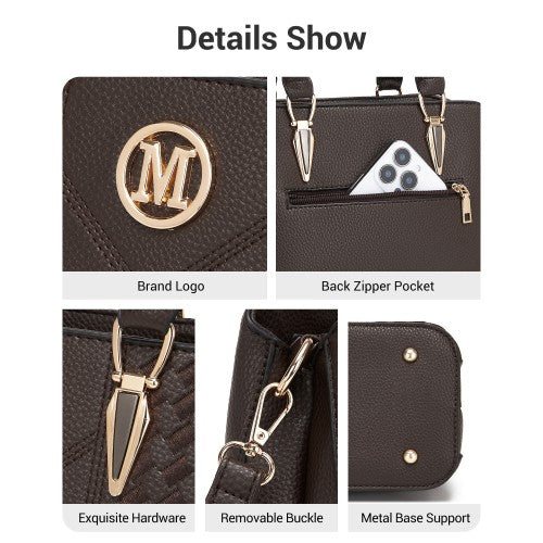 LG6865 - Miss Lulu Leather Look Weave Effect Shoulder Bag