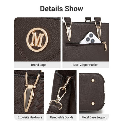 LG6865 - Miss Lulu Leather Look Weave Effect Shoulder Bag