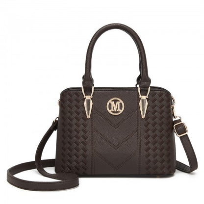 LG6865 - Miss Lulu Leather Look Weave Effect Shoulder Bag