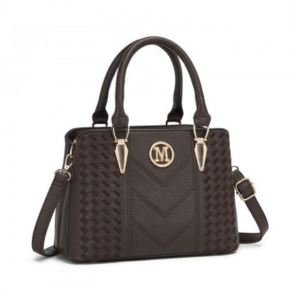 LG6865 - Miss Lulu Leather Look Weave Effect Shoulder Bag
