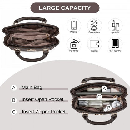 LG6865 - Miss Lulu Leather Look Weave Effect Shoulder Bag