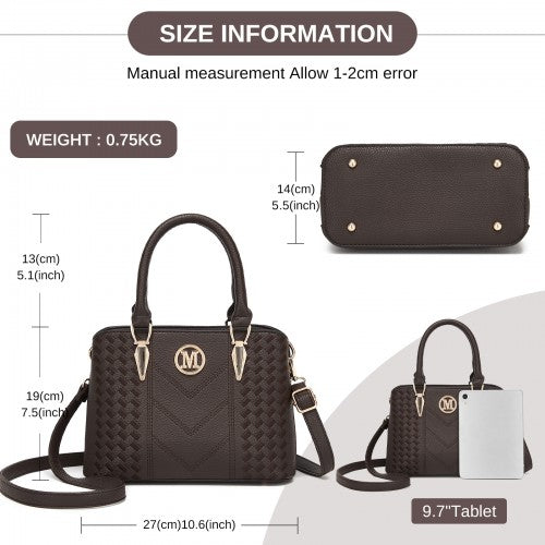 LG6865 - Miss Lulu Leather Look Weave Effect Shoulder Bag