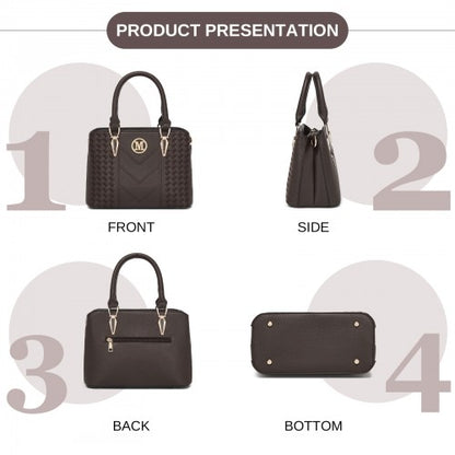 LG6865 - Miss Lulu Leather Look Weave Effect Shoulder Bag