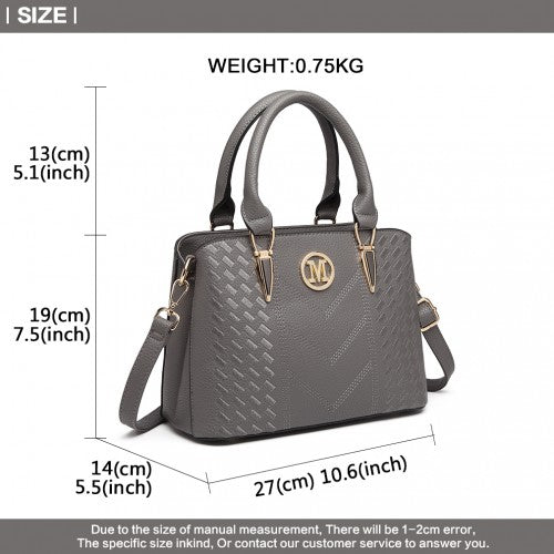 LG6865 - Miss Lulu Leather Look Weave Effect Shoulder Bag