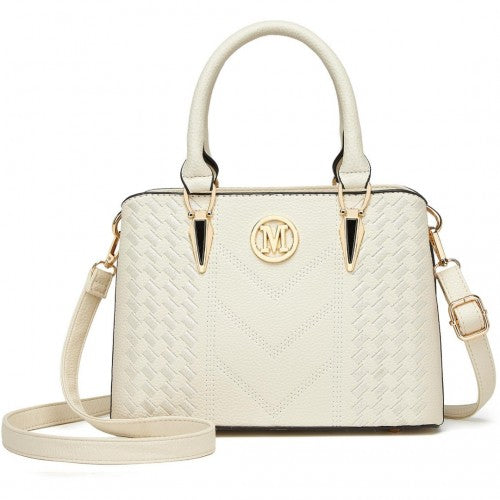 LG6865 - Miss Lulu Leather Look Weave Effect Shoulder Bag