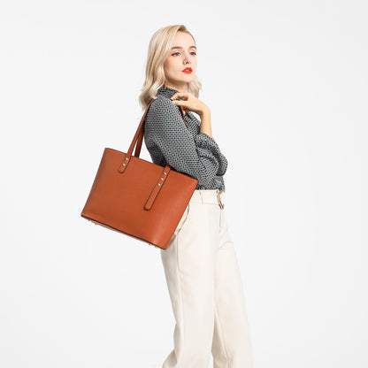 Miss Lulu LG6931 brown handbag set – rear view