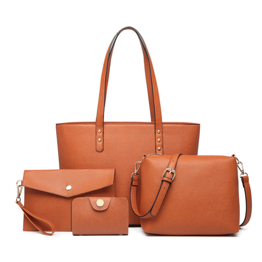 Miss Lulu LG6931 brown handbag set – front view