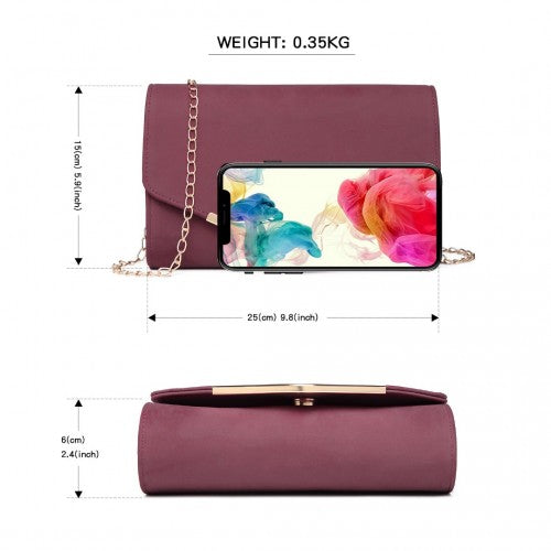 Miss Lulu LH1756 red clutch bag – detail view 4