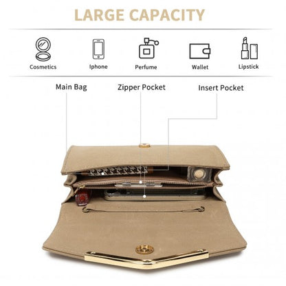 Miss Lulu LH1756 khaki clutch bag – detail view 6