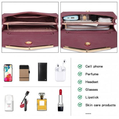 Miss Lulu LH1756 red clutch bag – detail view 6
