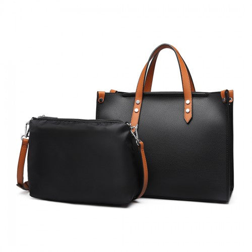 LN1910 - Miss Lulu Structured 2 Piece Shoulder Bag Set - Back